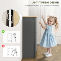 HOMCOM Slim Shoe Cabinet, Narrow Shoe Cupboard with 2 Flip Drawers, Adjustable Shelves for 12 Pairs of Shoes, Light Grey(m-7)