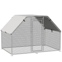 PawHut Enclos poulailler chenil 5,32 m² - parc grillagé dim. 2,8L x 1,9l x 1,95H m - poulailler chenil entièrement couvert - acier galvanisé(m-12)