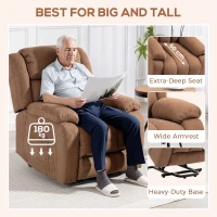 HOMCOM Power Lift Recliner Chair with Massage, Overstuffed Lift Chair for Elderly with Footrest, Remote and Side Pocket, Brown(m-7)