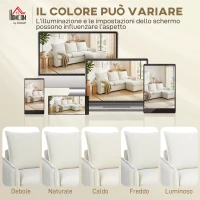 HOMCOM Divano Angolare 3 Posti Modulare in Tessuto Effetto Pelle Traspirante con Contenitore Poggiapiedi, Cuscini, Crema(m-8)