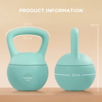 SPORTNOW Kettlebell 6 kg cu mâner antiderapant pentru fitness, forță și cardio, 19 x 19 x 28 cm verde(m-3)