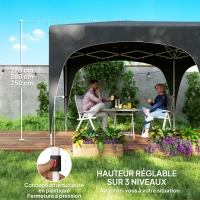 Outsunny Tonnelle pliante 3 x 6m Pop Up, UPF50+ Hauteur ajustable, avec sac de transport et sacs de sable, gris foncé(m-5)