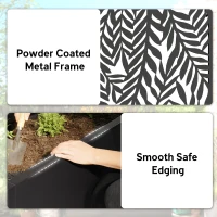 Outsunny Donica z osłoną wizualną Donica z kratką tropikalne motywy liści 61 x 23 x 113 cm Czarny(m-7)