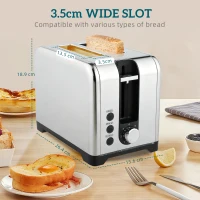 HOMCOM Simple Polished Toaster and Kettle Set - Silver Tone(m-6)