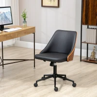 Vinsetto Chaise de bureau manager design vintage bois PU noir(m-10)