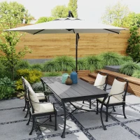 Outsunny Guarda-sol descentrado guarda-sol retangular exterior com manivela e 6 varetas em aço proteção UV 294 x 193 x 250 cm(m-5)