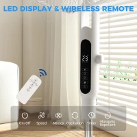 HOMCOM Three Mode Pedestal Fan, with Insect Repellant Box and LED Panel - White(m-7)