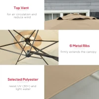 Outsunny Parasol tarasowy Ø293cm z bocznym uchwytem, podstawa krzyżowa, wodoodporny, kremowy(m-5)