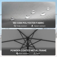 Outsunny Parasol Ø270 cm Regulowany Balkonowy z Korbką UV 50+ Ogrodowy Ciemnoszary(m-6)