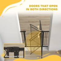 PawHut Bramka dla zwierząt, 96 cm, regulowana szerokość 76-104 cm, z drzwiczkami dla kota, dla schodów i drzwi, czarna(m-7)