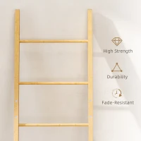 HOMCOM Regał łazienkowy, 2-w-1 z 3 drążkami, wyjmowany kosz na pranie 48L, bambusowy, 43 x 35 x 133 cm, kremowy(m-7)