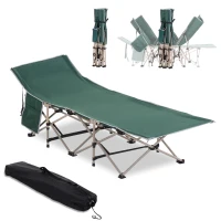 Outsunny Cama de campismo dobrável, cama de campanha estrutura em aço bolsa de transporte carga máx. 150 kg 190 x 68 x 52 cm verde(m-7)