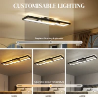 HOMCOM LED Ceiling Light, Modern Dimmable Ceiling Light with Wall Switch & Remote Control, Flush Mount Fixture Lamp with 3000-6000K Colour Temperatures for Living Room, Bedroom, Black(m-4)