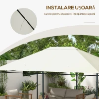 Acoperiș de Schimb pentru Foișor 3x4 m pentru Outsunny 84C-116, Crem(m-6)
