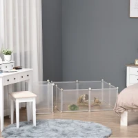 PawHut Enclos parc modulable pour petits animaux 12 panneaux pour lapin, hamster, chiot, cochon 105 x 105 x 45 cm blanc(m-10)