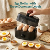 HOMCOM Czajnik elektryczny 1,7L i toster na 4 kromki, jajowar na 6 jajek z kontrolką czarny(m-8)