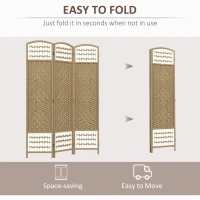 HOMCOM 3 Panel Folding Room Divider, Privacy Screen, Freestanding Paravent Partition Separator Natural Wood(m-4)