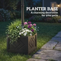 Outsunny Solarlantaarn Staande Lamp met Bloempot 195cm Buiten Tuinlantaarn met 2 Lichtniveaus Lichtregeling Schakelaar IP44(m-6)