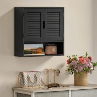 HOMCOM Bathroom Cabinet, Wall Mounted Storage Cabinet with Adjustable Shelves, 60 x 20 x 60 cm, Black(m-9)