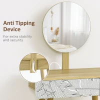 HOMCOM Dressing Table with Drawer and Mirror height adjustable Wooden Oak Color  Bedroom Dressing Room Elegant and Durable(m-6)