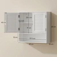 HOMCOM Bathroom Cabinet, Wall Mounted Storage Cabinet with Adjustable Shelves, 60 x 20 x 60 cm, White(m-3)