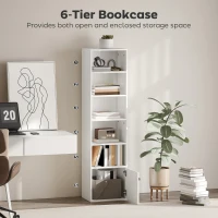 HOMCOM 6-Tier 156 cm Tall Bookcase - White(m-4)