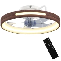 HOMCOM Ventilatore da soffitto LED 40W con motore DC e telecomando, 6 velocità, Teak(m-6)