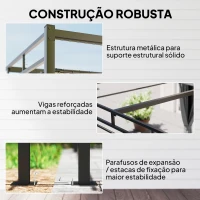 Outsunny Pérgola de Jardim 295x295x221 cm com Teto Retrátil e Cortinas UPF30+ Estrutura Metálica Pérgola para Exterior Cinzento Escuro(m-6)