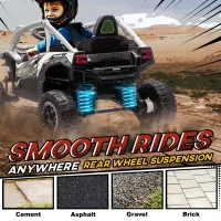 AIYAPLAY 12V Elektryczny Pojazd Terenowy dla Dzieci, Pilot, Światła LED, Muzyka, Klakson, dla Dzieci 3-8 Lat, Szary(m-7)