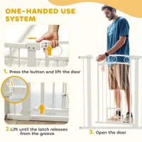 PawHut 104cm Tall Dog Gate with Cat Door, 7cm and 14cm Extensions, for Stairs & Doorways, 76-104cm Width(m-6)