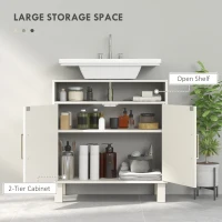 HOMCOM Under Sink Cabinet for Basin without Pedestal - Cream White(m-5)