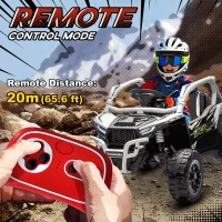 AIYAPLAY 12V Elektryczny Pojazd Terenowy dla Dzieci, Pilot, Światła LED, Muzyka, Klakson, dla Dzieci 3-8 Lat, Szary(m-5)