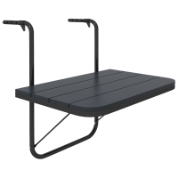 Outsunny Mesa Colgante para Balcón Plegable de Aluminio con Altura Ajustable en 4 Niveles Carga 25 kg 60x40x55-64 cm Negro