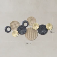 HOMCOM Metal Wall Art, Modern Hanging Wall Decor with Multi-Disc Design for Living Room Bedroom Dining Room(m-3)