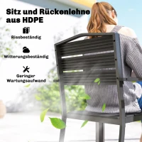 Outsunny Tuinstoelen 4-delig Stapelbare Terrasstoelen met lamellenontwerp en armleuningen 52 x 51 x 90 cm Zwart(m-5)