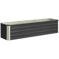 Outsunny Hochbeet aus Stahl Gartenbeet Pflanzkasten Blumenkasten Blumenkübel mit Handschuhe Grau 183 x 47 x 40 cm