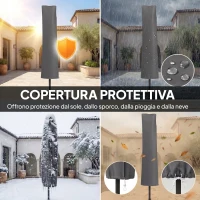 Outsunny Ombrellone a Sbalzo Ø3 m con Base a Croce e Manovella, in Metallo, PP e Poliestere, Cachi(m-5)