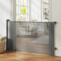PawHut Barreira de Segurança Retrátil para Cães Extensível até 140 cm de Largura para Escadas e Portas Cinzento(m-5)