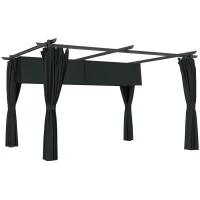 Outsunny Pergola rétractable 4x3m Pergola Aluminium métal avec Rideau et Toit Coulissantepolyester 180g/m² gris foncé(m-12)