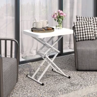 Outsunny Masă auxiliară de grădină pliabilă din HDPE, masă pliabilă pentru exterior cu înălțime reglabilă în 5 trepte, 65 x 45 x 70 cm alb(m-2)