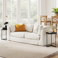 HOMCOM Set of Two Marble-Effect Nest of Tables - Black Marble Effect(m-9)