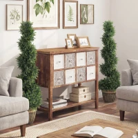 HOMCOM Set of 2 Artificial Plants, Topiary Spiral Cypressd Trees with Pot, for Home Indoor Outdoor Decor, 120cm(m-9)