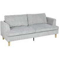 HOMCOM Sofa 3-osobowa, kanapa z podłokietnikami, tapicerowana sztruksowa sofa do salonu jasnoszara(m-10)