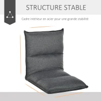 HOMCOM Fauteuil de sol paresseux dossier inclinable sur 5 positions - dim. L67 x P55 x H60 cm - gris(m-7)
