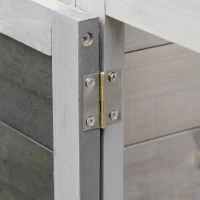 PawHut Clapier sur pieds cage à lapin avec niche intérieure plateau excrément coulissant porte verrouillable toit ouvrant bois de sapin gris blanc(m-9)