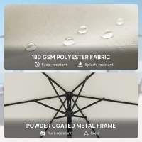 Outsunny Parasol ogrodowy 270 cm regulowany z korbką UV 50+ beżowy(m-6)