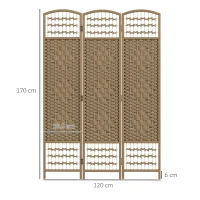 HOMCOM 3 Panel Folding Room Divider, Privacy Screen, Freestanding Paravent Partition Separator Natural Wood(m-3)