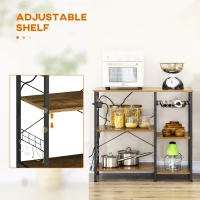 HOMCOM Dulap de bucătărie cu 3 rafturi din PAL, priză electrică, port USB și coș, 90x40x83cm(m-9)