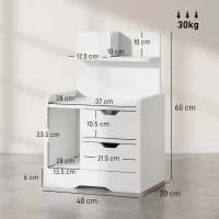 HOMCOM Bedside Table with 2 Drawers and Open Shelves - High Gloss White(m-3)
