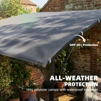 Outsunny Pergola przylegająca z metalową ramą i wodoodpornym dachem, montowana na ścianie, odporna na warunki pogodowe, 2,86 x 3,84 x 2,52 m, szara(m-5)